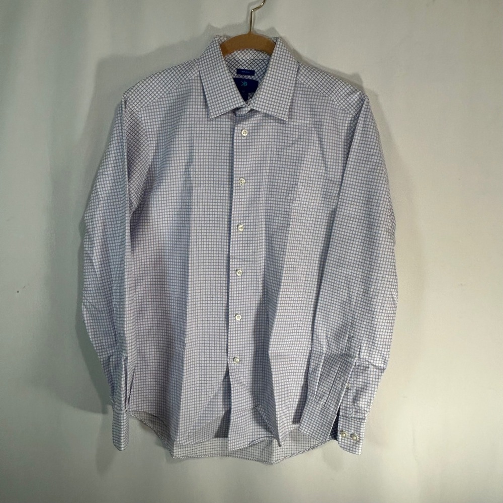EGARA‎ Mens Size Medium Non Iron Check Dress Shirt Long Sleeve Cotton